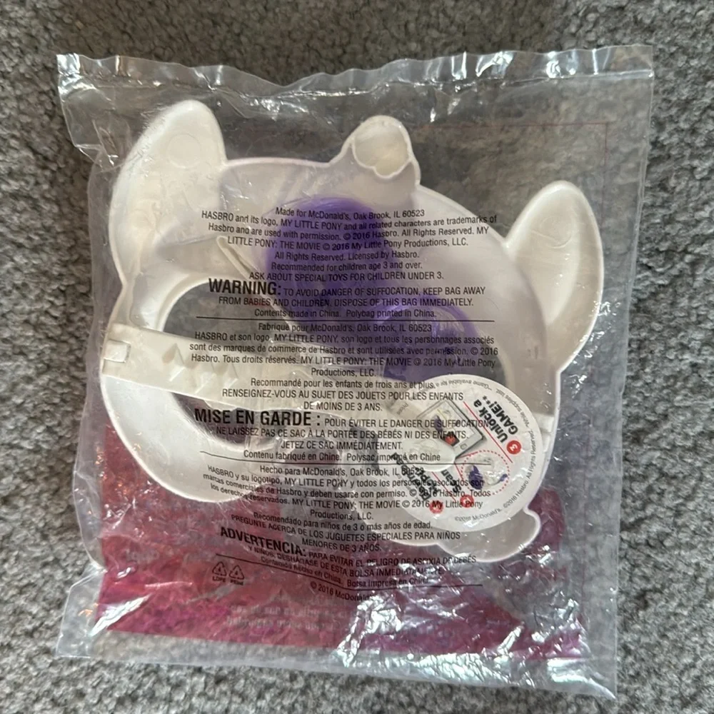 McDonald's Happy Meal My Little Pony Rarity Costume Mask Glasses & Hair Clip Set